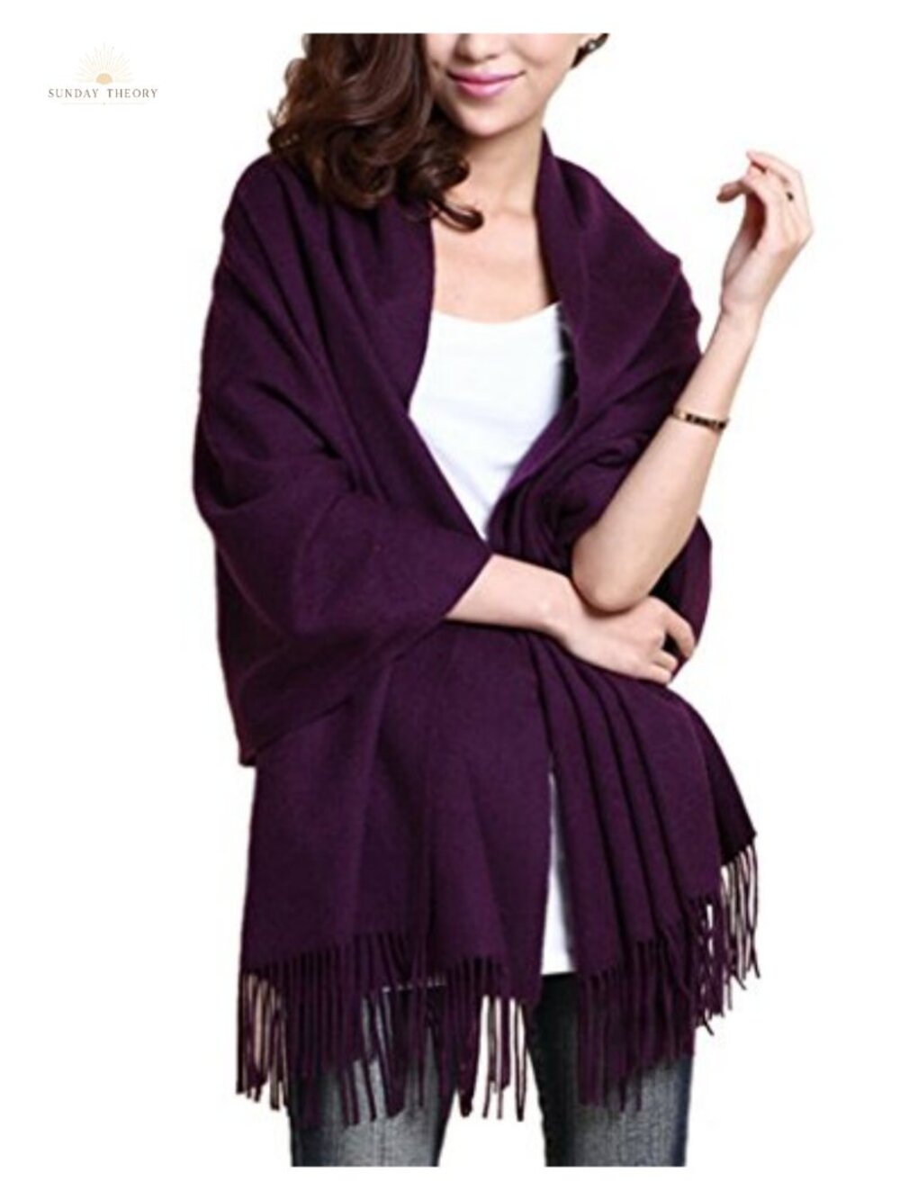Wool Pashmina Shawl Wrap Travel Blanket Scarf Winter Thick